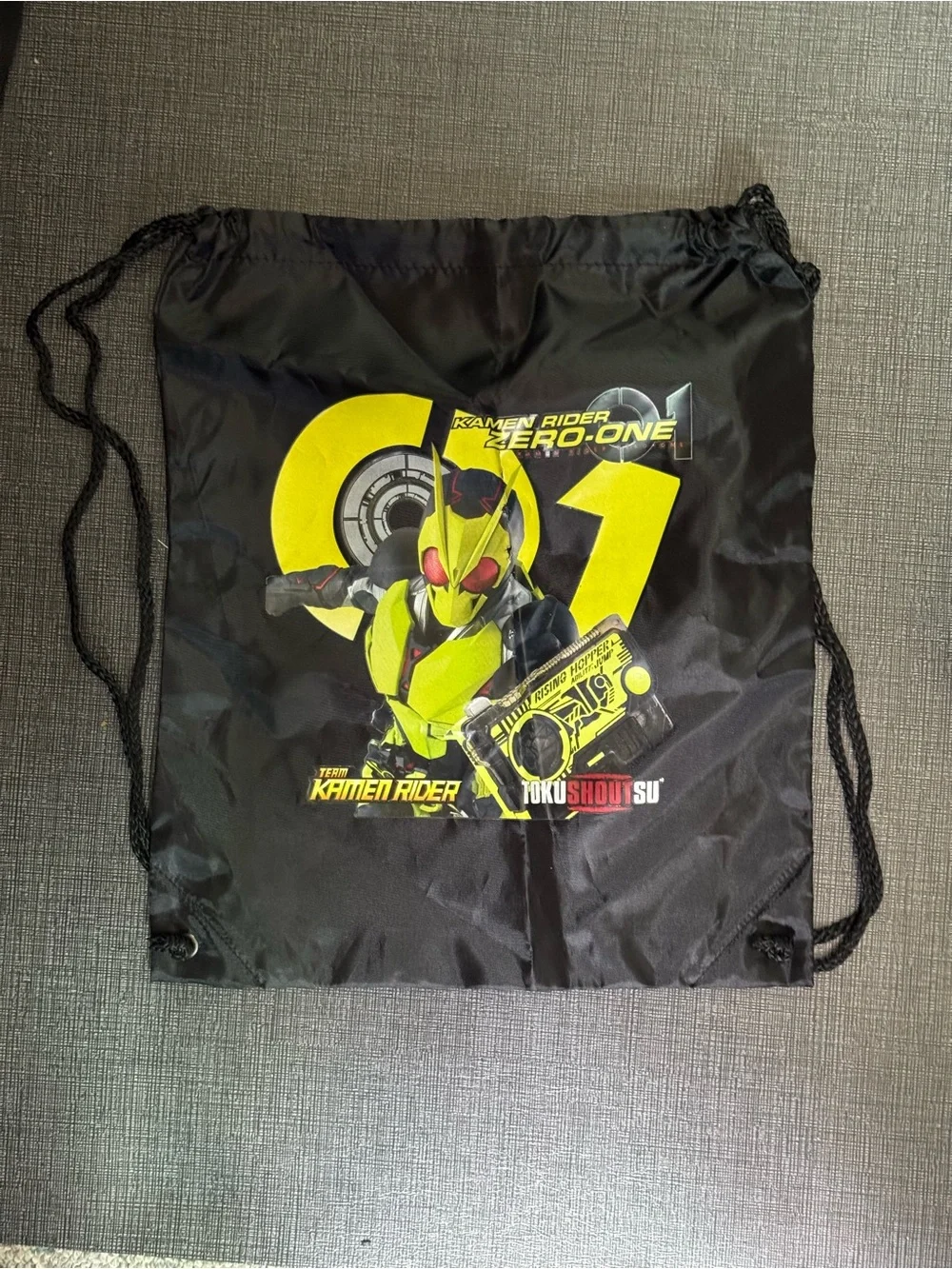 Black Kamen Rider Zero-One Graphic Drawstring Bag